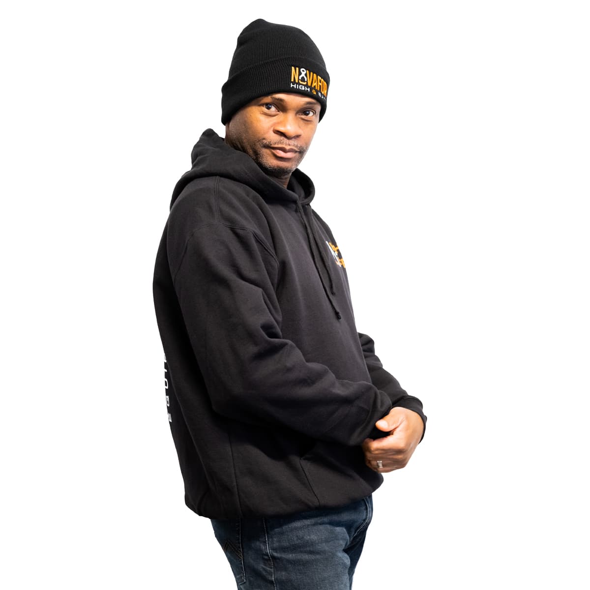 TUQUE NOIRE BRODÉE - AVEC REBORD