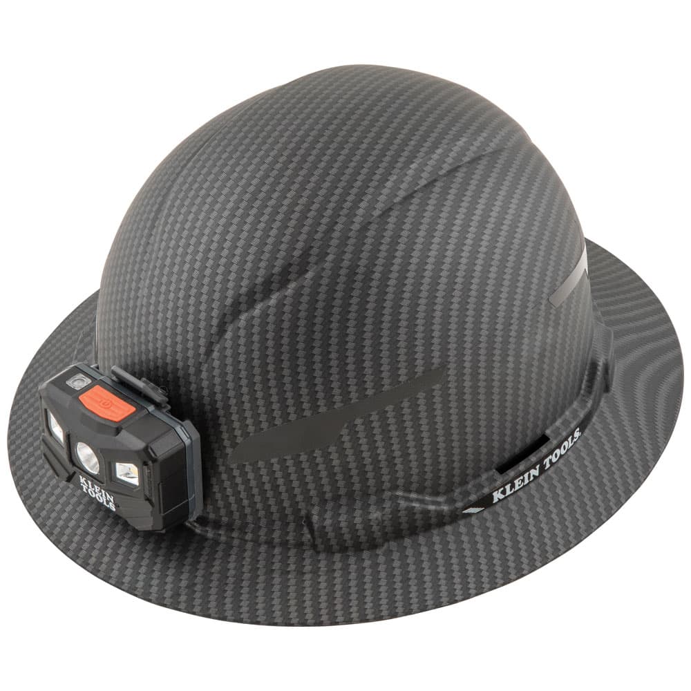 CASQUE DE SÉCURITÉ, MOTIF KARBN™, BORD COMPLET NON VENTILÉ, CLASSE E AVEC LAMPE